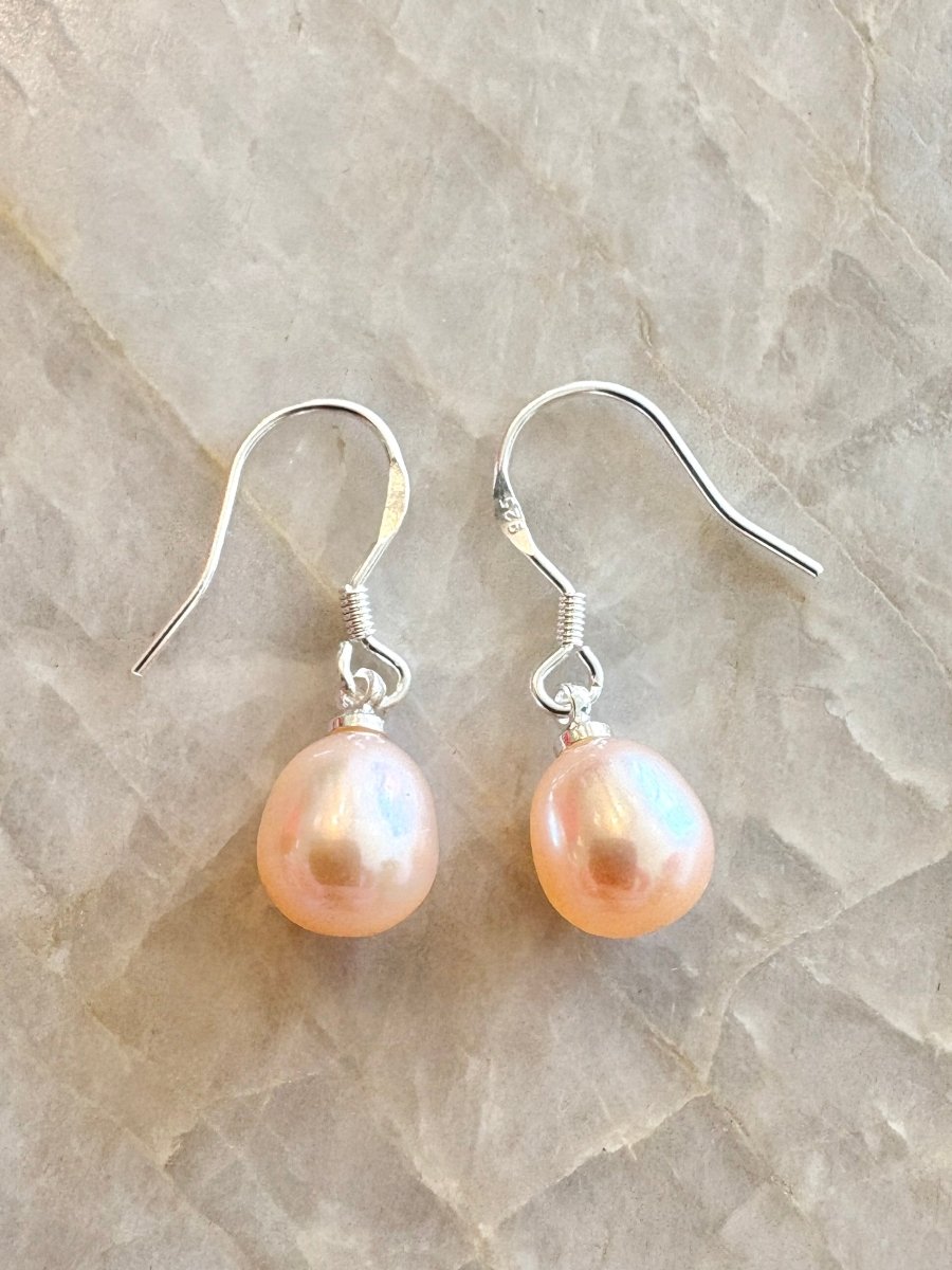 Pale Pink Pearl Dangler Sterling Silver Earrings - Made X Hudson