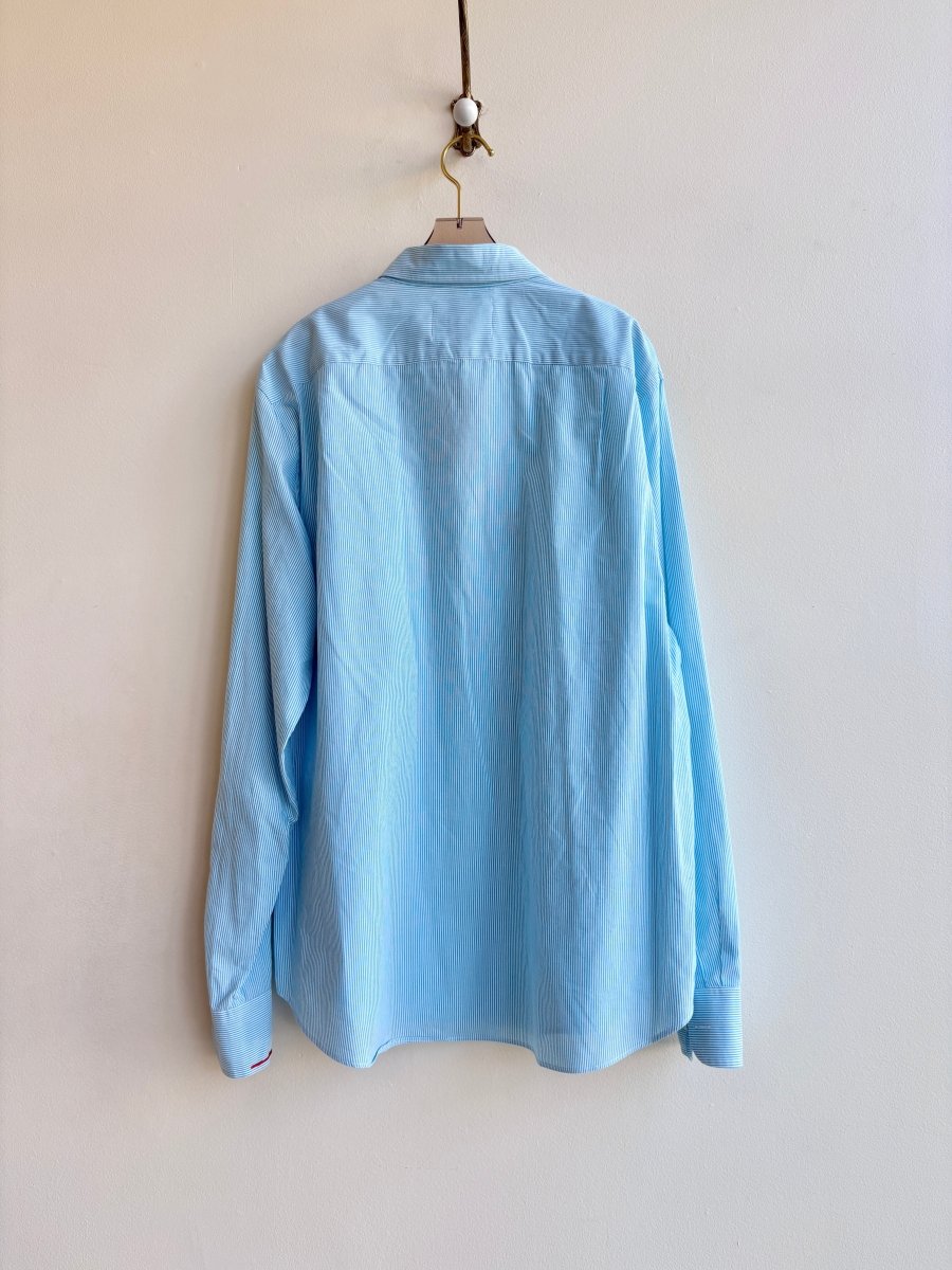 Tomato and Cloud | Embroidered Teal Stripe Button Down (Reworked) - Made X Hudson