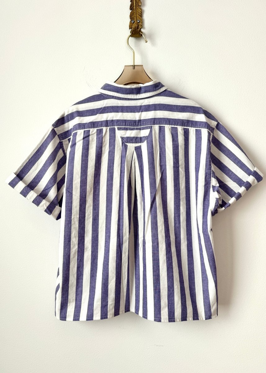 The Vale Shirt in Purple and White Wide Stripe (Reworked) - Made X Hudson