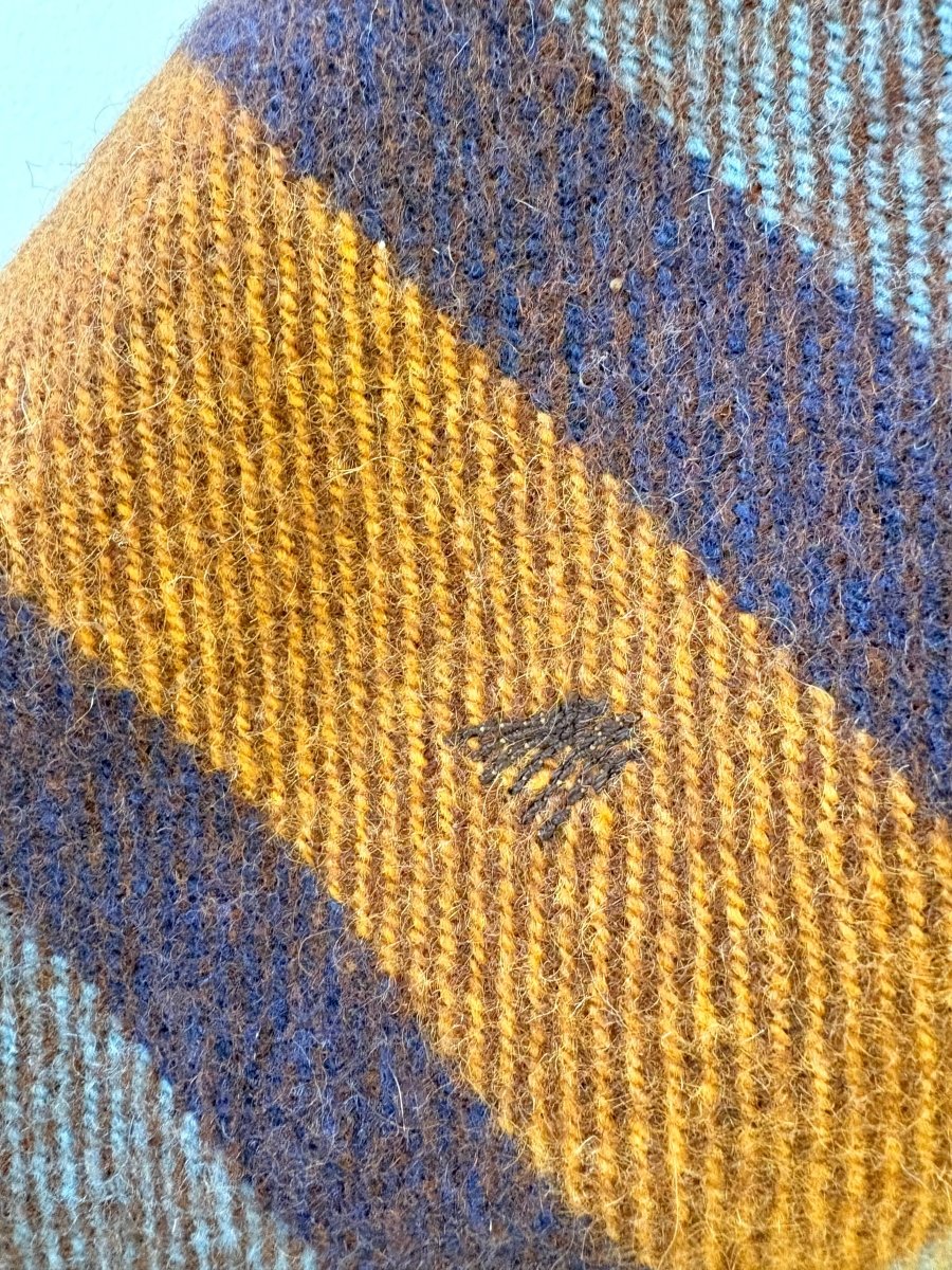 Brown, Gold & Blue Plaid Wool Heritage Blanket Coat - Made X Hudson