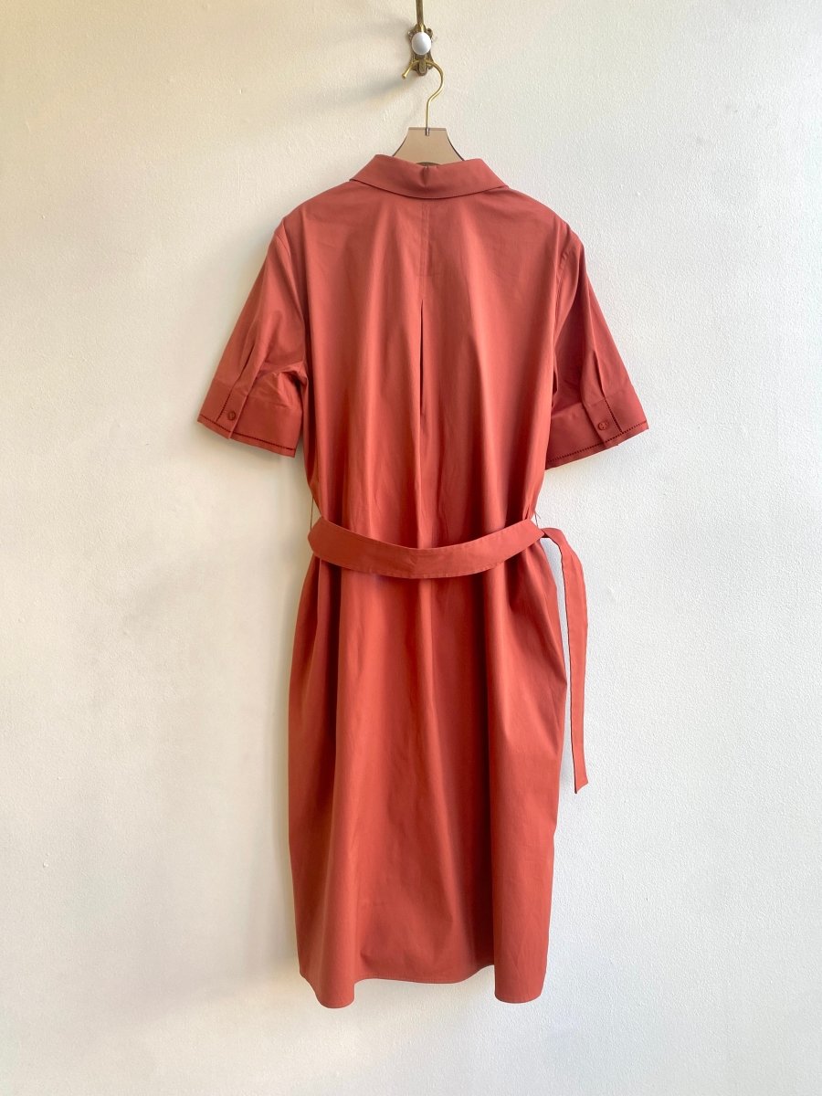 Lafayette 148 | Burnt Orange Button Down Short Sleeve Dress (Vintage) - Made X Hudson