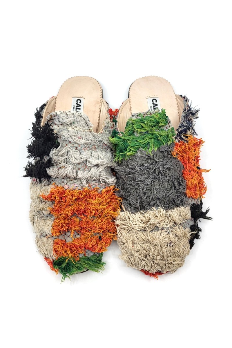 Niki Babouche “Osman” Flats In Colors Green, Grey, Black, Orange & Cream (Size 44) - Made X Hudson