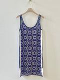 Purple Mod 60s Inspired Print Slip Dress - Made X Hudson