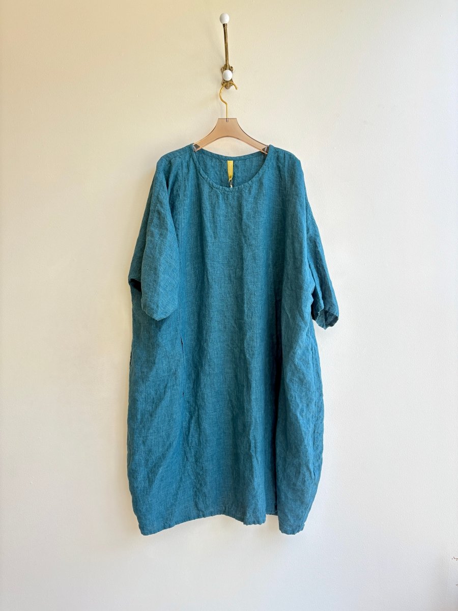 Mallard Peacock Blue Linen Gallery Dress - Made X Hudson