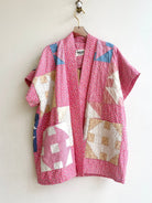 Heirloom Quilt Haori Vest in Churn Dash Pink & Cream - Made X Hudson