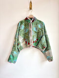 Reversible Suzani Quilted Cropped Jacket in Colors Emerald, Forest, Rust, Light Mauve & Olive, Rust, Beige, Light Blue - Made X Hudson