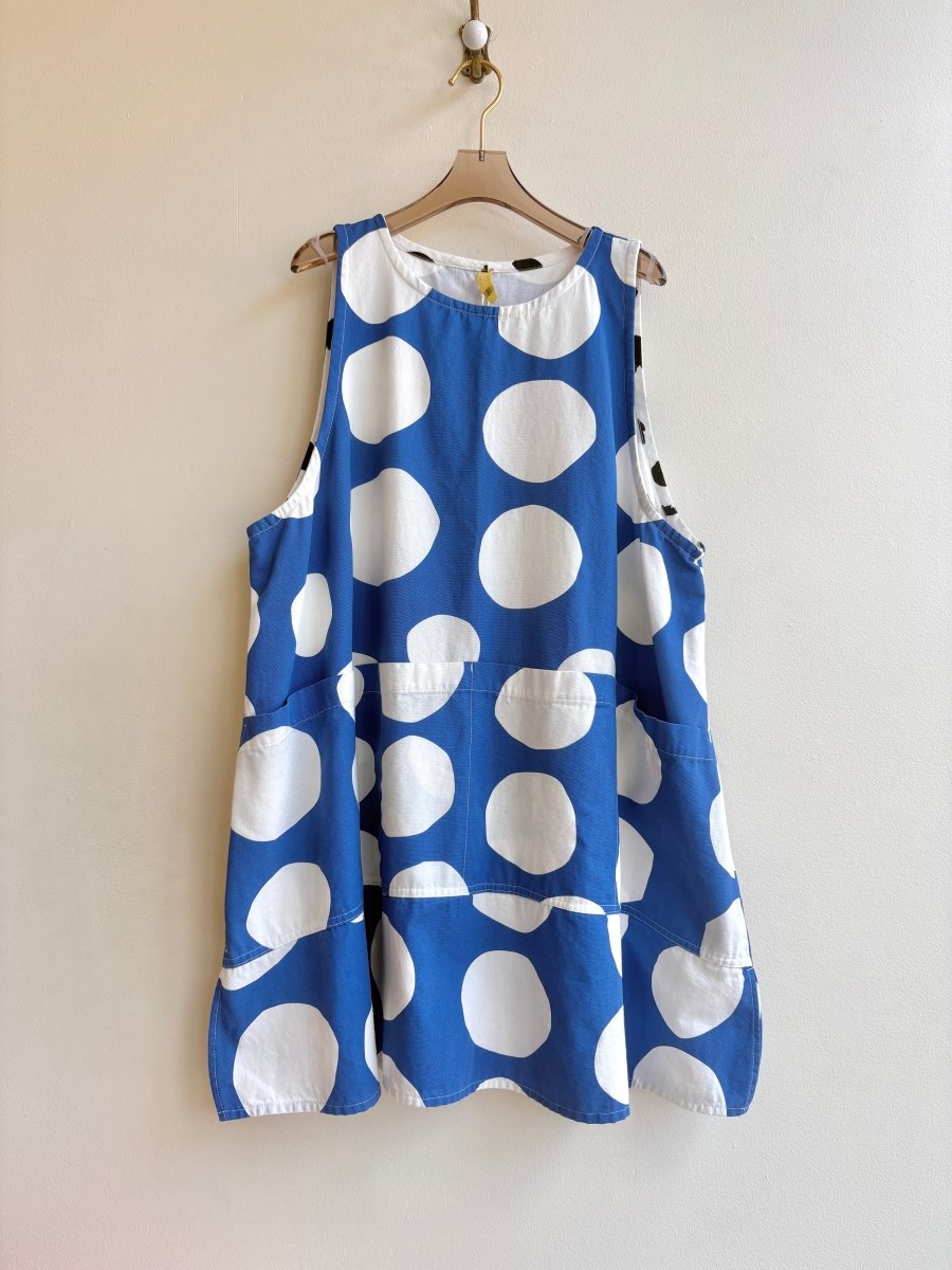 Studio Apron Dress in Sky Blue Large Dot - Made X Hudson