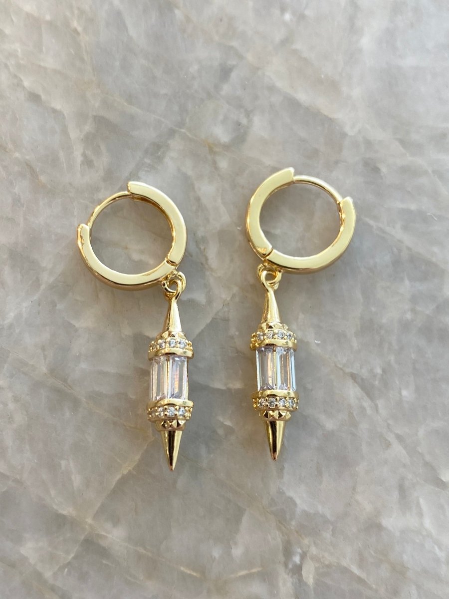 Cubic Zirconia (CZ) Lantern Spike Hoops - Made X Hudson