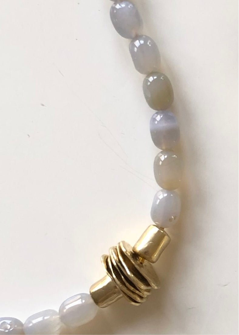 Collana Necklace | Blue Chalcedony & Brass Beads - Made X Hudson