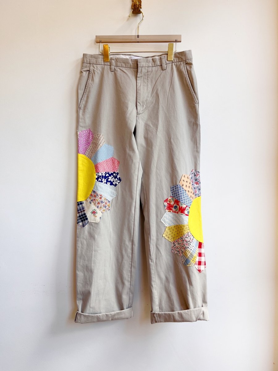 Dresden Quilted Plate Blocks Grey Chino Pant | Floral Focused (Reworked) - Made X Hudson