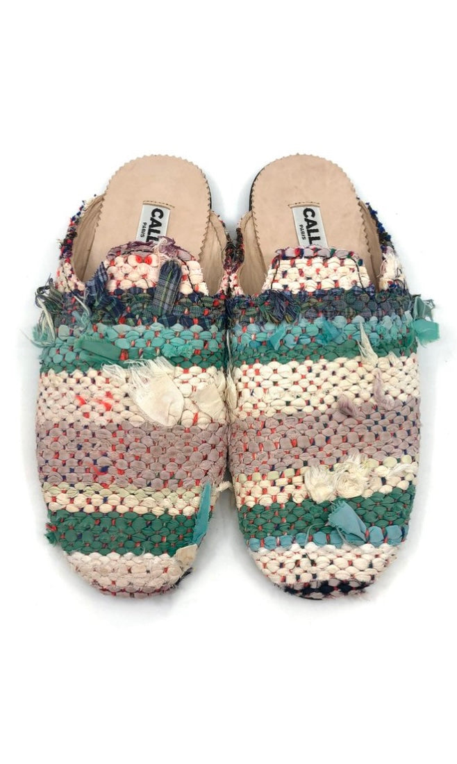 Kili Babouche “Cleo IV” Flats In Colors Mint & Cream (Size 43)