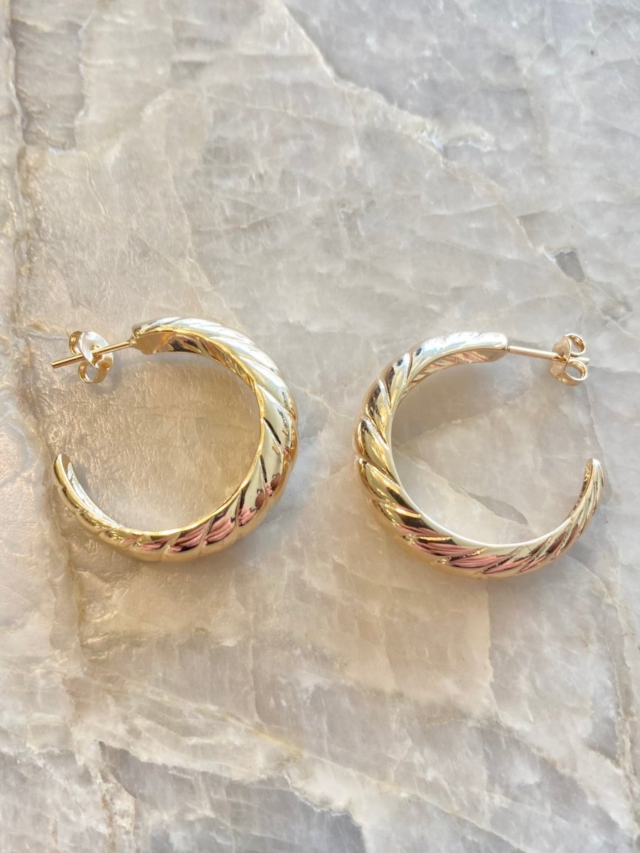 18K Gold Filled Open Back Criossant Hoops - Made X Hudson