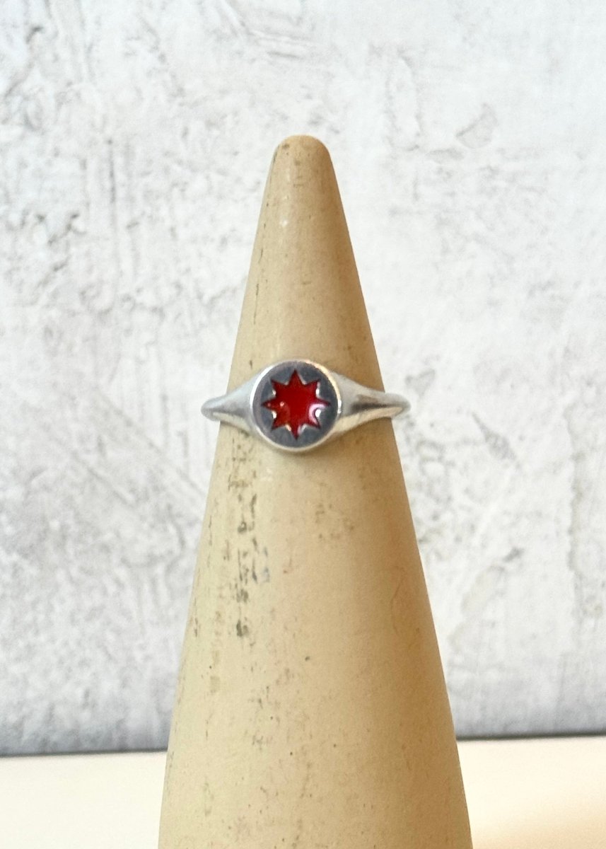 Sun Burst Silver Signet Ring (Multiple Colors) - Made X Hudson