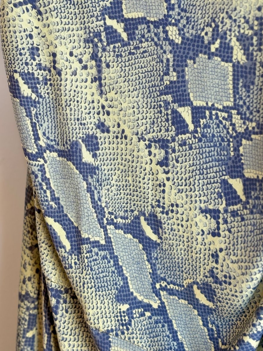 Diane von Furstenberg | Navy & Lime Snakeskin Print Bodycon Dress (Vintage) - Made X Hudson