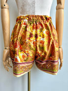 Yellow, Carmel, & Green Retro Rose Flower Town Shorts - Made X Hudson