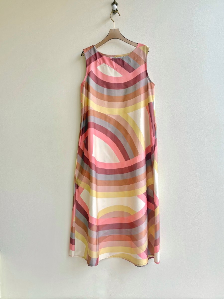 Pink Stripe Sleeveless Long Dress - Made X Hudson