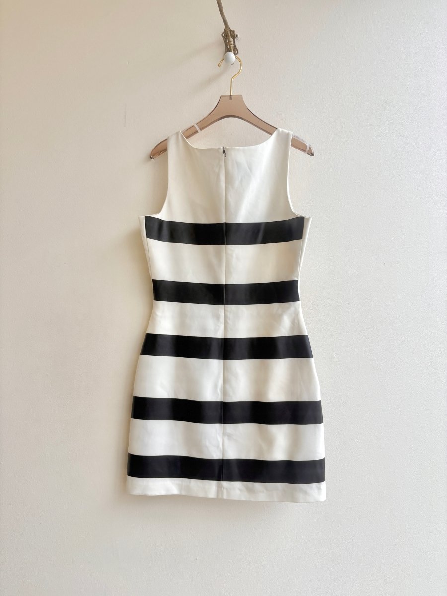 Boutique Moschino | Black and White Stripes and Bow Sleeveless Dress (Vintage) - Made X Hudson