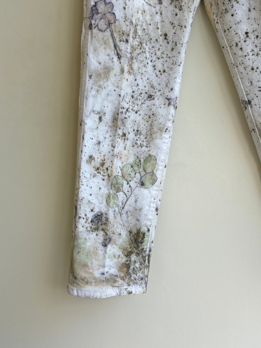 Orange, Lavender & Olive Eco Printed & Hand Drawn Pants (Reworked) - Made X Hudson