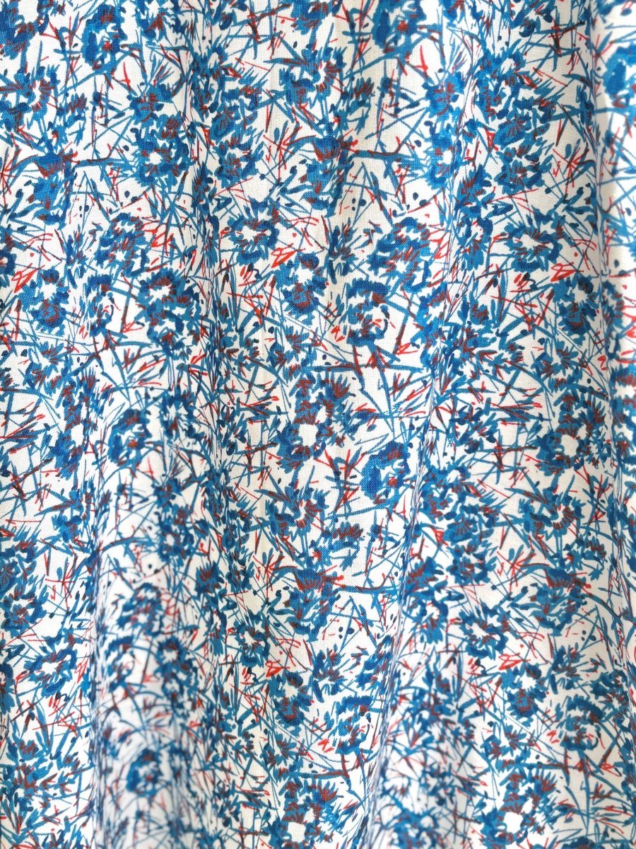 Blue, Red, & White Abstract Print Chore Dress - Made X Hudson
