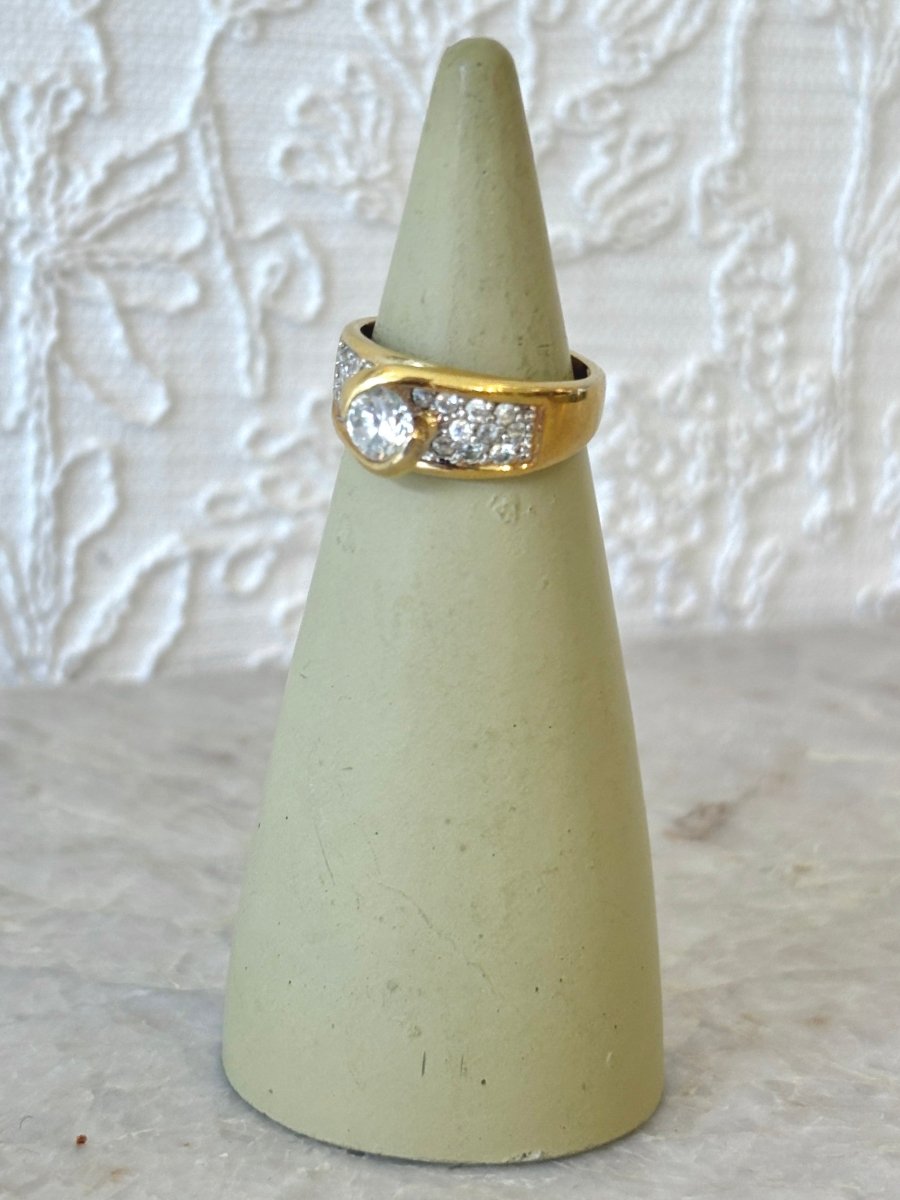 Vermeil Solid Sterling Silver Ring w/ Cubic Zirconia Ring (Vintage) - Made X Hudson