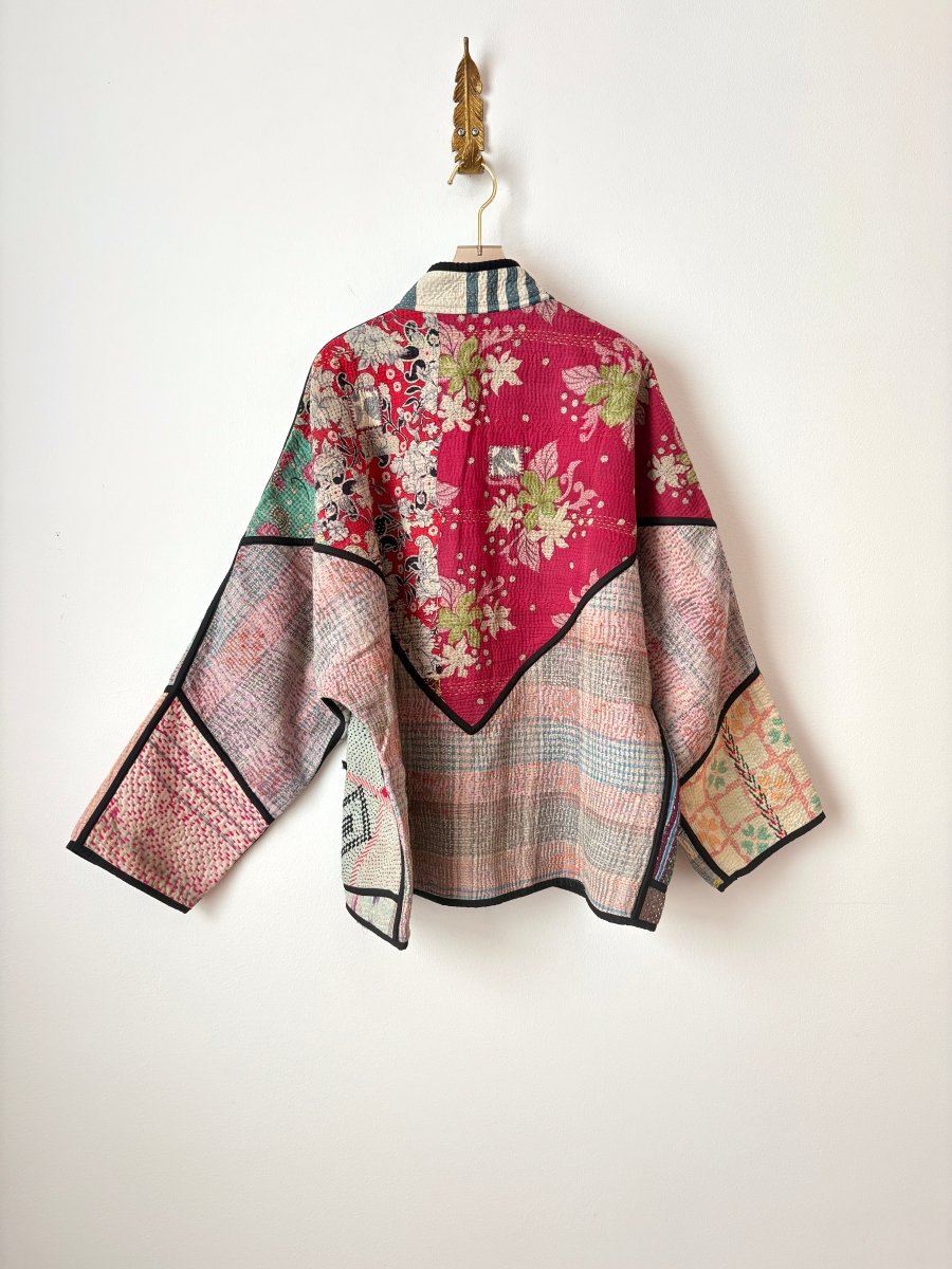 Reversible Ladhiya Quilted Jacket in Colors Powder Blue, Magenta, Red, Lavender & Blue, Pink, Green, Marigold - Made X Hudson