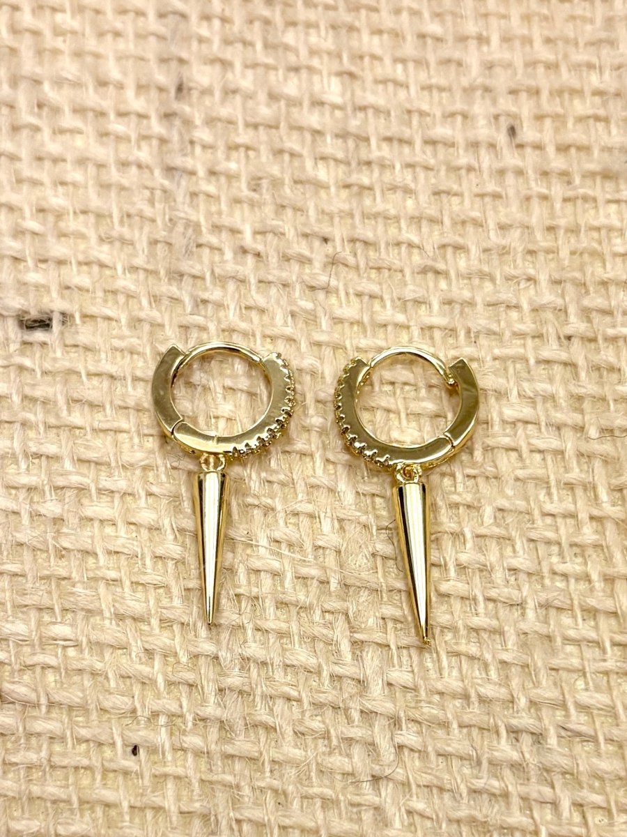 Cubia Zirconia (CZ) Single Spike Hoops - Made X Hudson