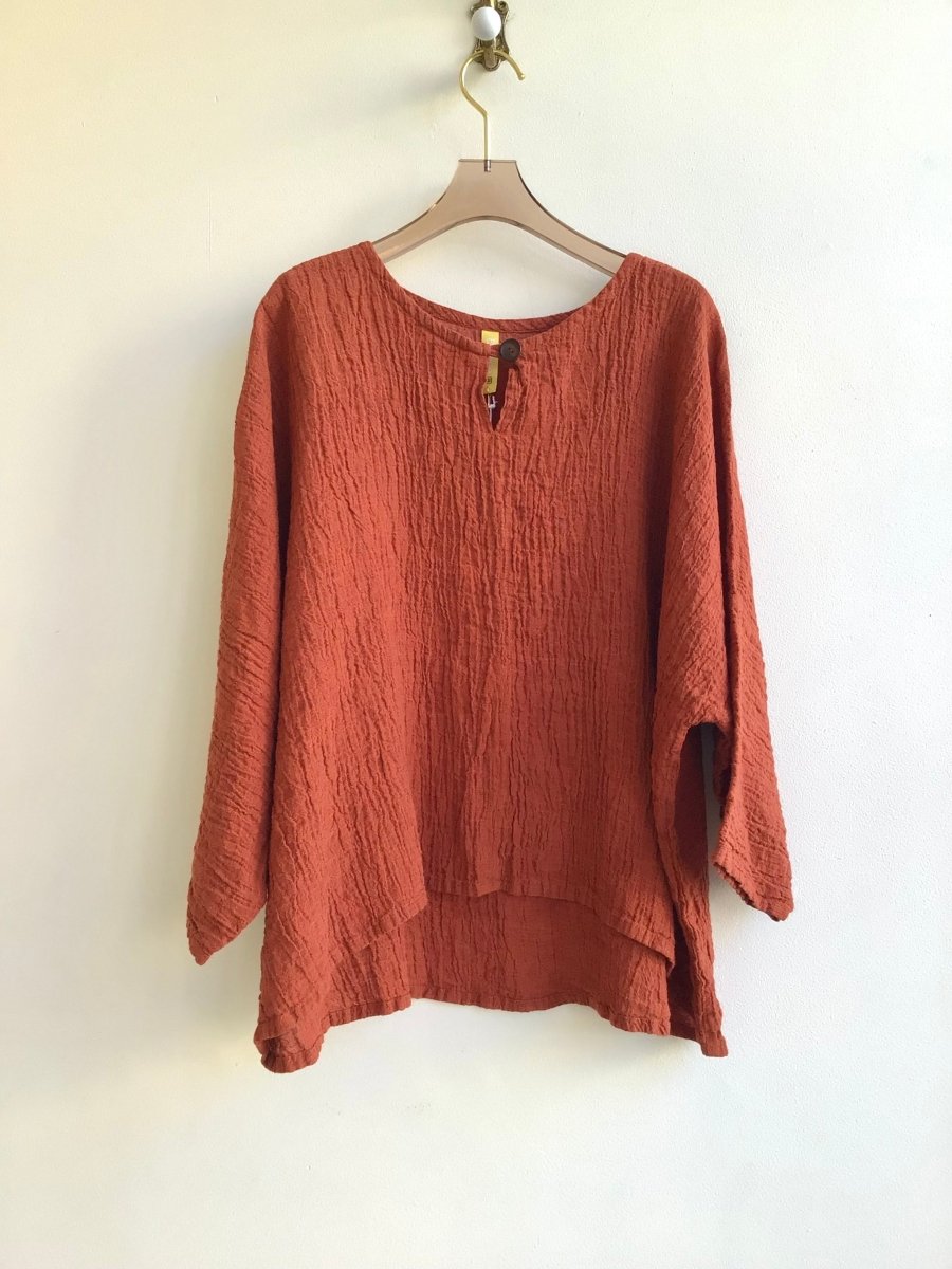 Burnt Orange Bittersweet Crinkle Gauze Studio Tee - Made X Hudson