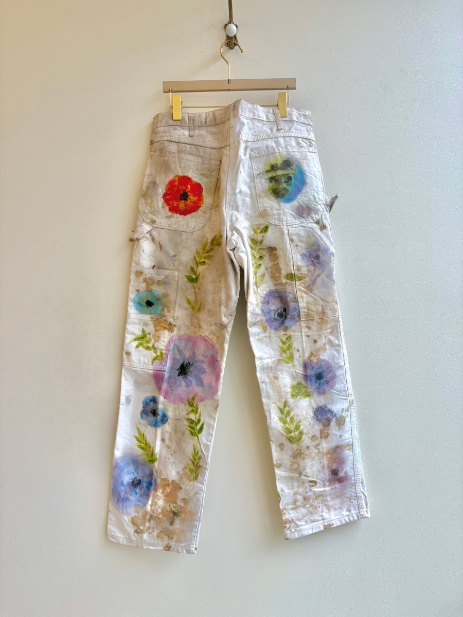 "Sunnie" Eco Printed Floral Painter Pants | Hand Painted (Reworked) - Made X Hudson