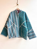 Reversible Ladhiya Quilted Jacket in Colors Deep Cyan, Mist Blue, Grey, Yellow & Purple, Ocher, Hibiscus, Teal - Made X Hudson