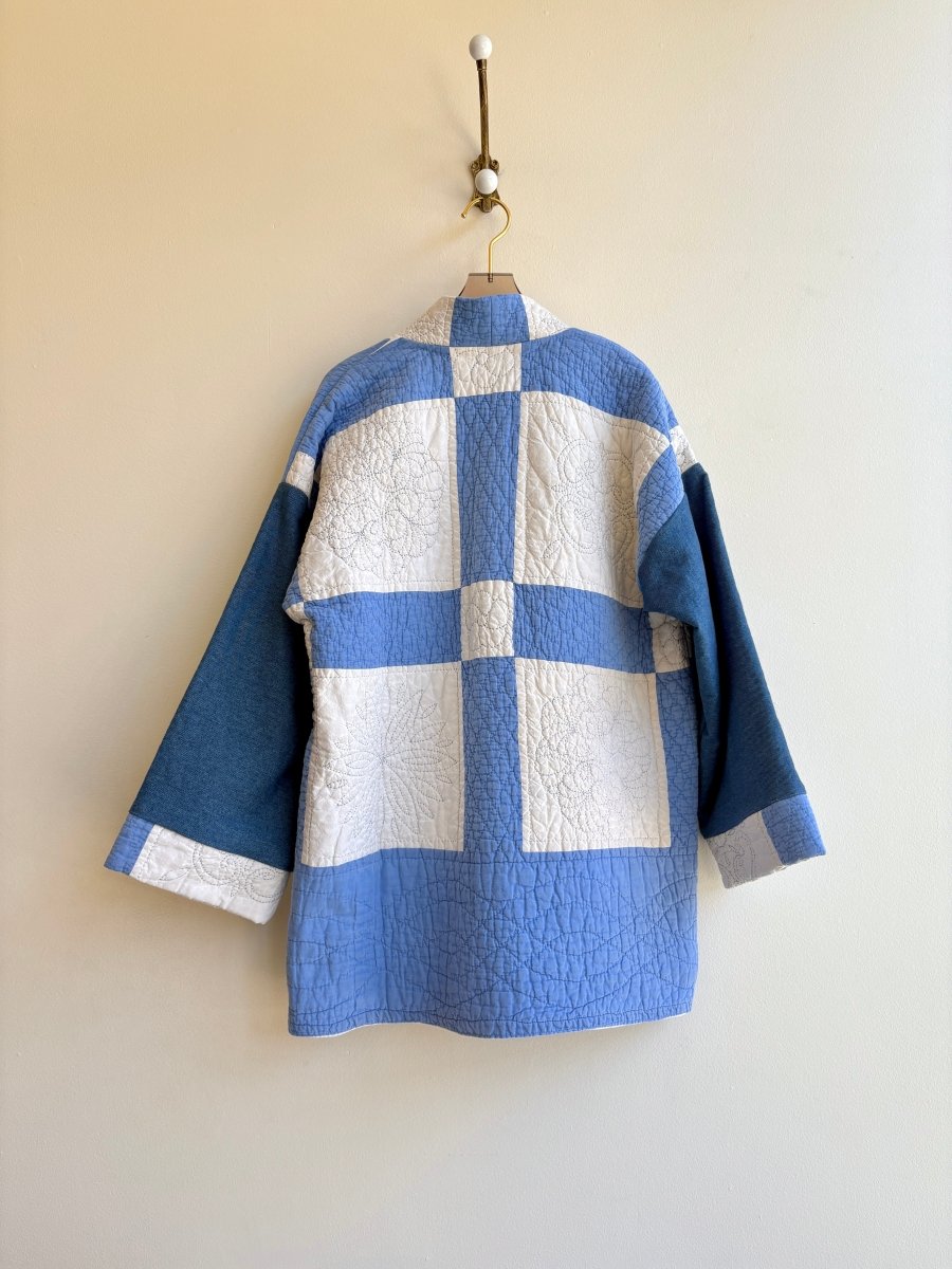 Quilt & Denim Utility Jacket (Sky Blue/ White) - Made X Hudson