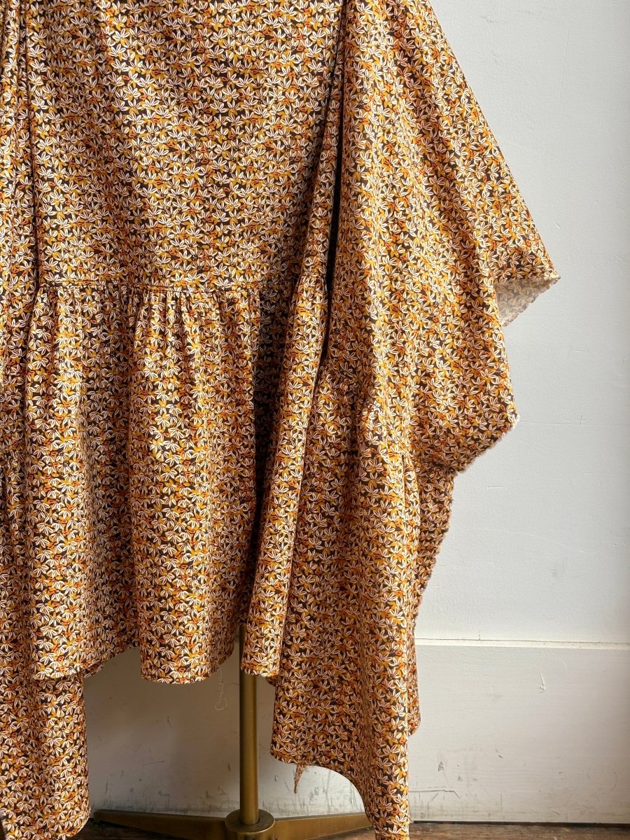 Ocher and Umber Dizzy Flower Zero-Waste Ruffle Dress - Made X Hudson