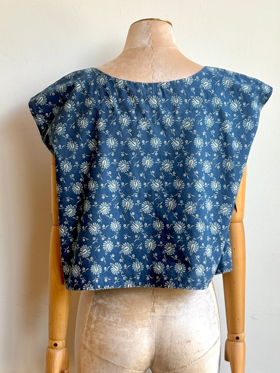 Calico Blue Floral Print Box Top - Made X Hudson