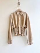 The George Top | Khaki Button Down w/ Smocked Waist (Reworked) - Made X Hudson