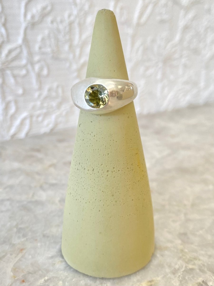 Sterling Silver Dome Ring with Stone - Made X Hudson