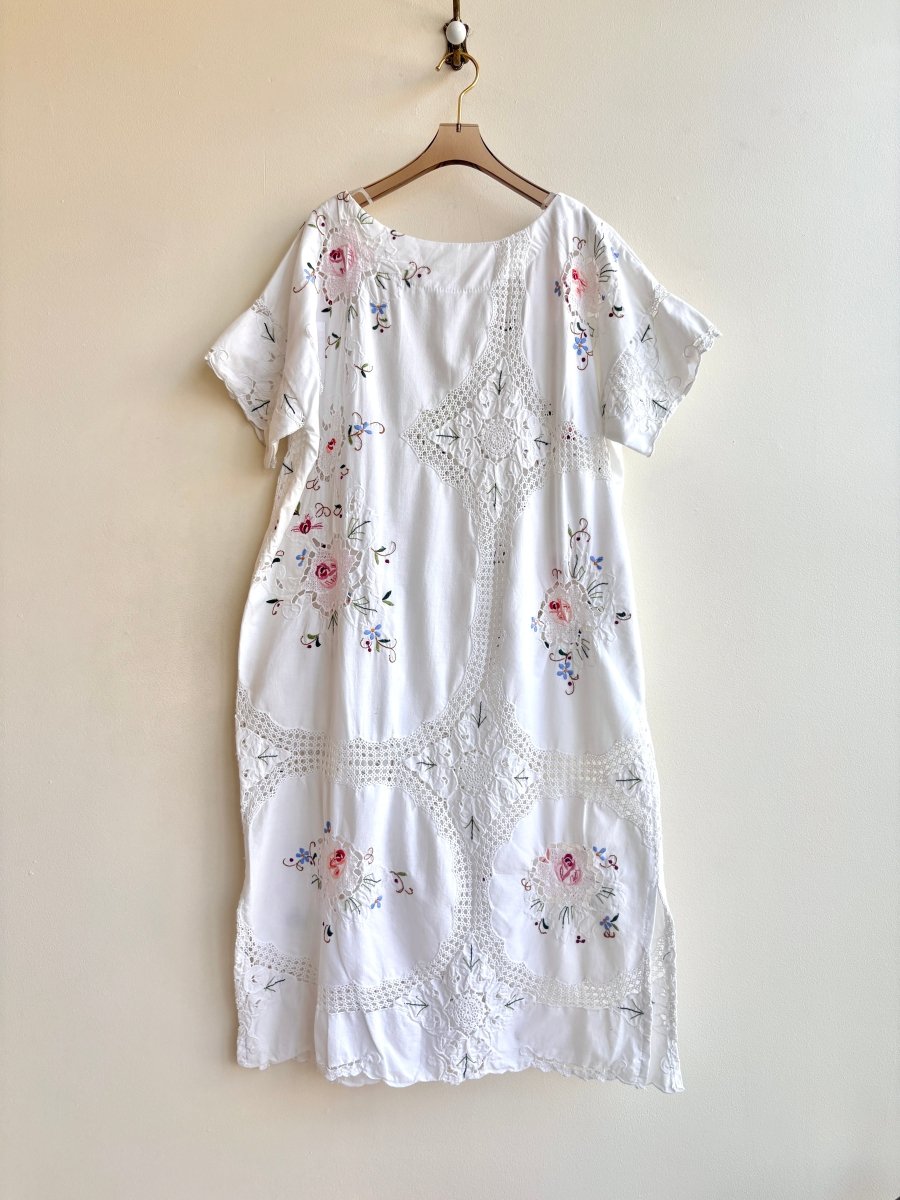 Baby Pink Rose and Multi-Color Eyelet Lace Duster Dress - Made X Hudson