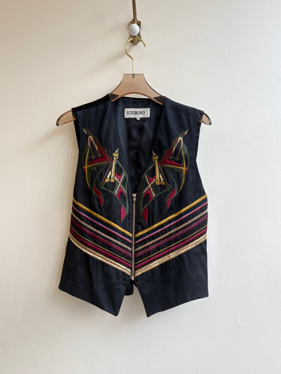Iceburg | Black Embroidered Vest (Vintage) - Made X Hudson