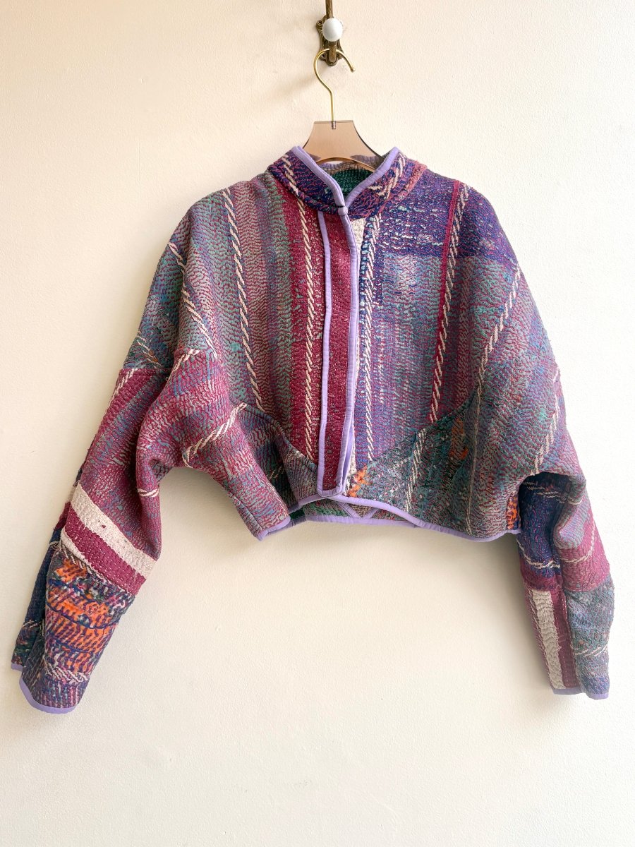 Reversible Kaira Quilted Cropped Jacket in Colors Emerald, Rose Petal, Cream, Lilac & Rosewood, Soft Teal, Stone Blue - Made X Hudson