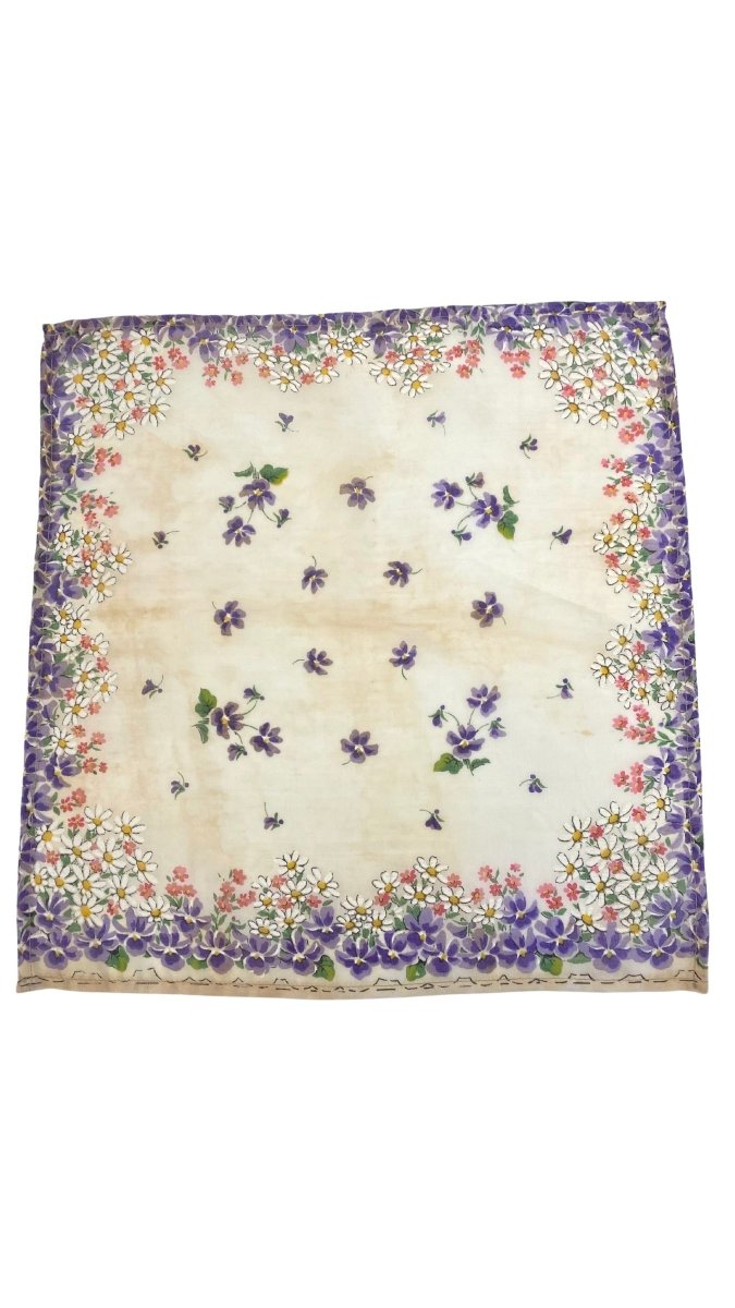Vintage 1960s Silk Flowers Hanky (Violet) - Made X Hudson