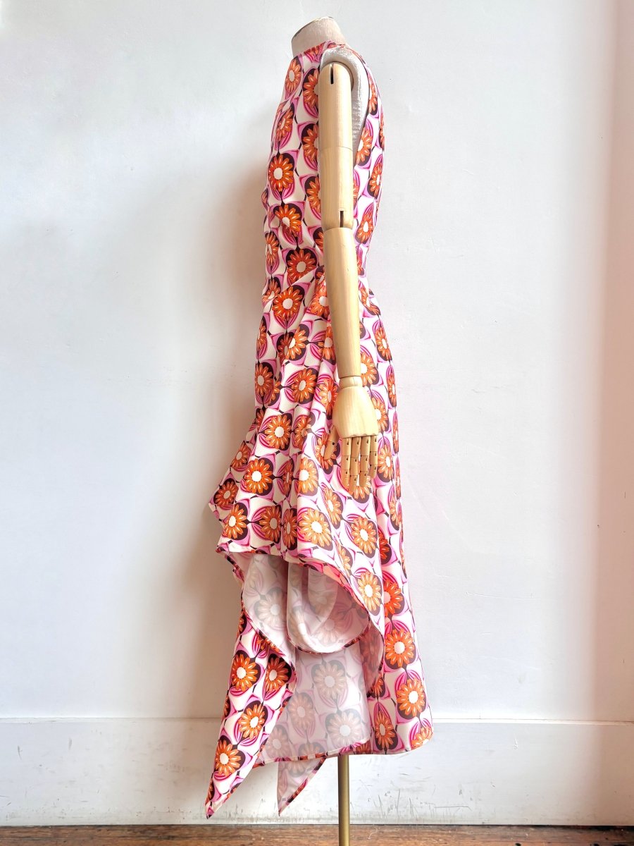 Zero-Waste Dress in Orange Blossom and Pink Iris Pattern - Made X Hudson