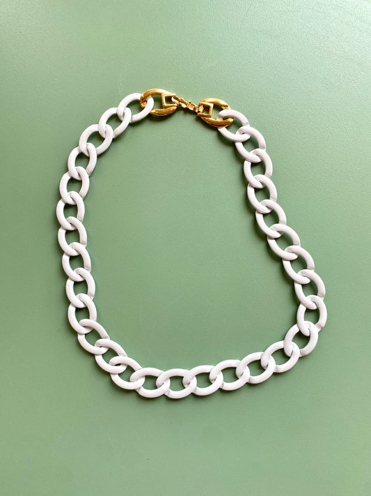 White Chain Necklace w/ Gold closure