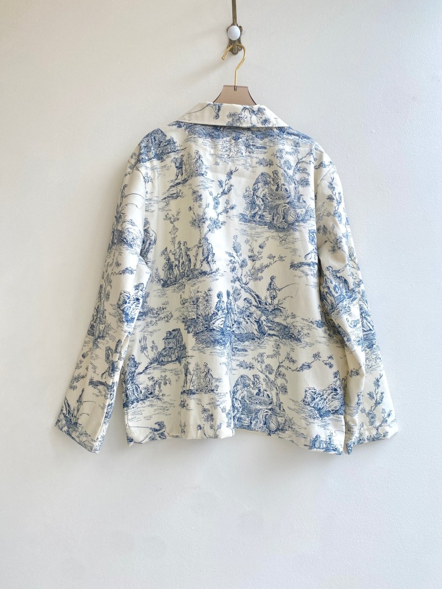 Blue Toile Button Down Utility Jacket - Made X Hudson