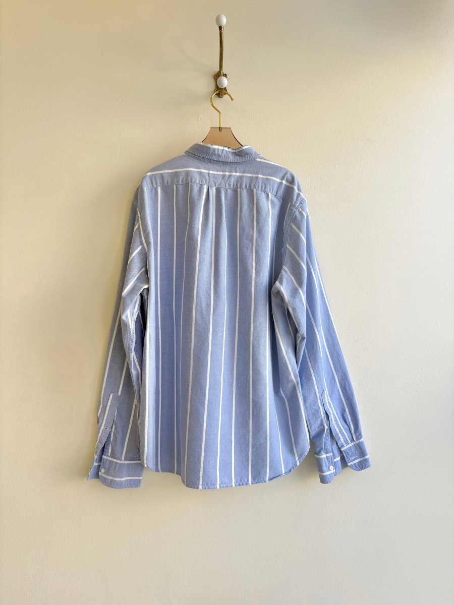 Everyday Button Down Blue Pinstripe Long Sleeve Shirt (Reworked) - Made X Hudson