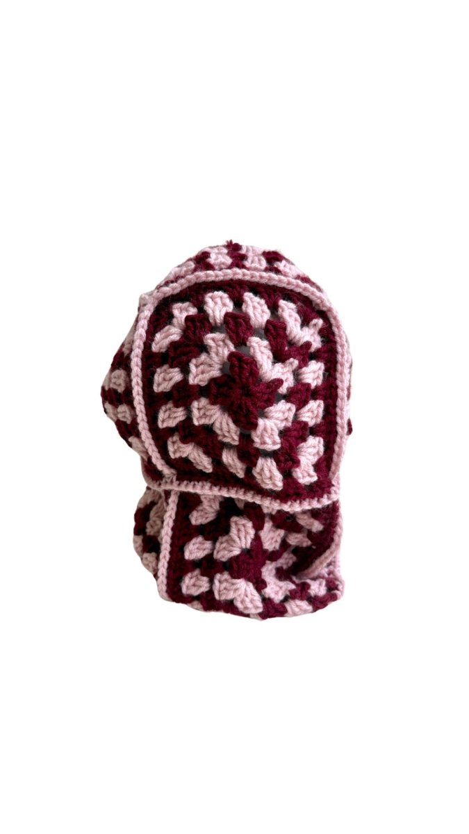 Maroon and Blush Hand Crochet Balaclava - Made X Hudson