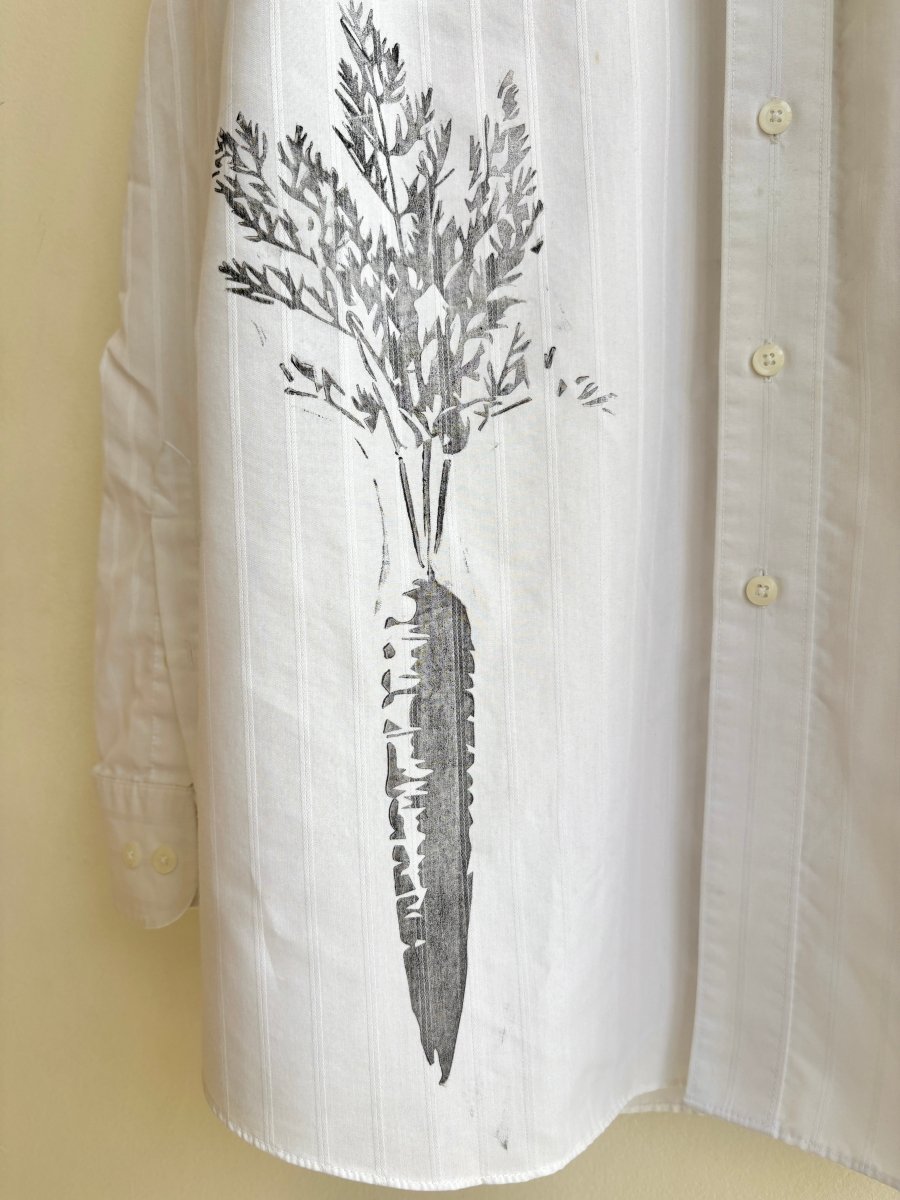 White Stripe Low Print Carrot Shirt (Reworked) - Made X Hudson