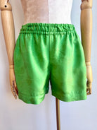 Bright Green Retro Rose Flower Town Shorts - Made X Hudson