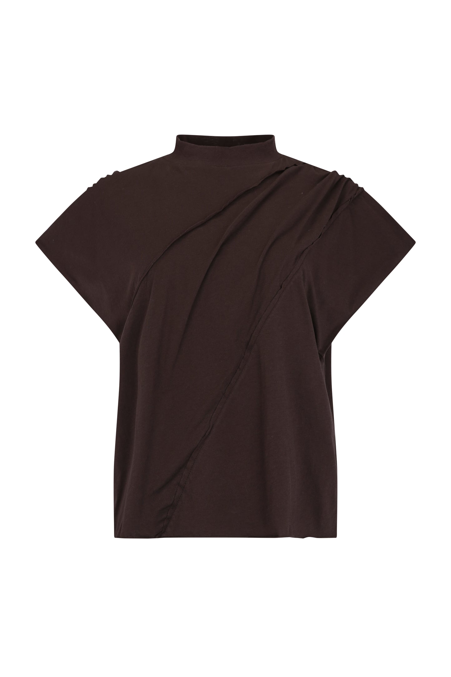 Sleeveless Tank w/ Draping (Brown)