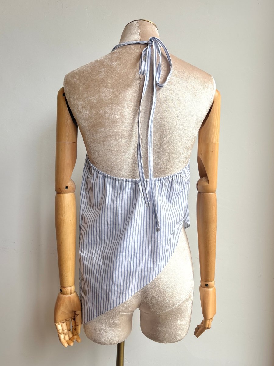 The Halter Tank | Blue & White Stripe (Reworked) - Made X Hudson