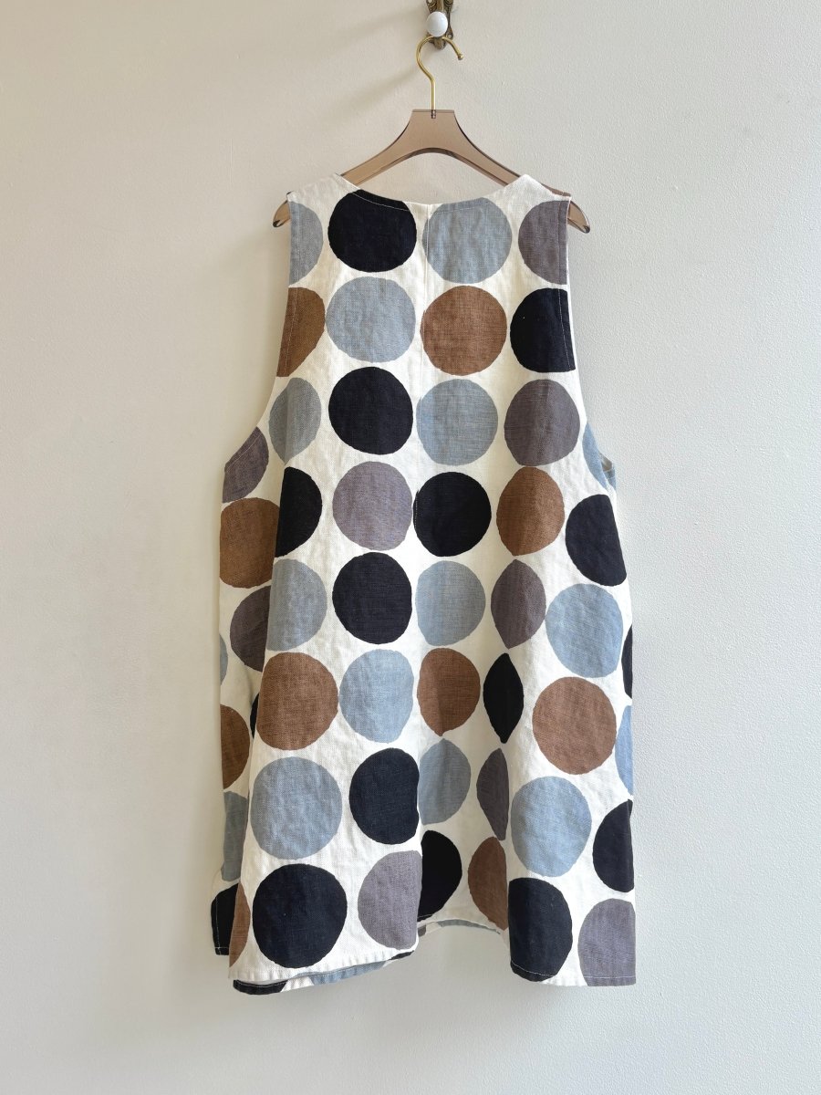 Bold Dot Studio Apron Dress in Ivory, Earl grey, and Chestnut - Made X Hudson