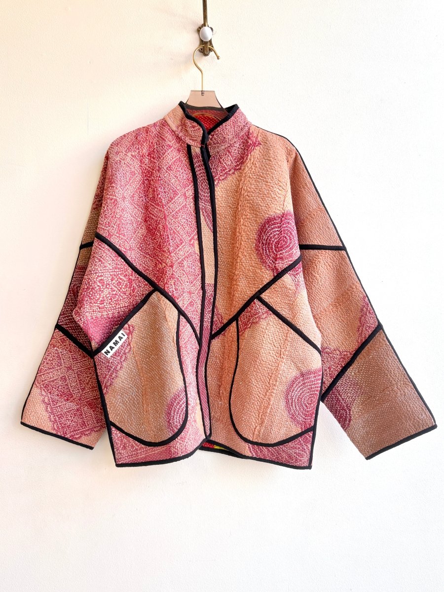Reversible Ladhiya Quilted Jacket in Colors Terracotta, Tan & Carrot Orange, Highlighter Yellow, Black - Made X Hudson