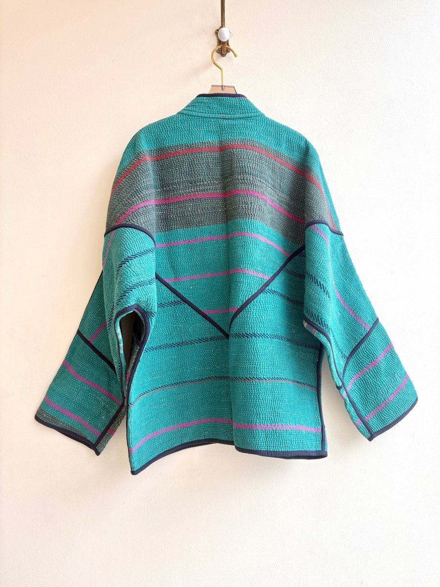 Reversible Ladhiya Quilted Jacket in Colors Dark Cyan, Bright Pink, Navy & Grape, Dark Cyan, Taupe - Made X Hudson